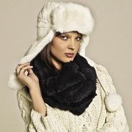 Ochnik czapka biała kamczatka futro krolika królik futrzana futerko liu jo