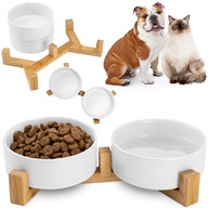 MISKA DLA PSA KOTA PODWÓJNA CERAMICZNA MISKI CERAMICZNE NA STOJAKU 2X400ML