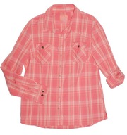 TCM_Piękna KOSZULA_damska koralowa zatrzaski kratka bawełna JAK NOWA_42