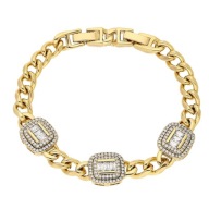 83712 BRANSOLETKA 18K POZŁACANA 19-17 CM 12 MM elegancka z cyrkoniami