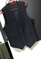 T Kamizelka imprezowa StMichael granat pionowe delikatne paski 45% wełna M