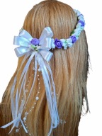 Wianek komunijny biało fioletowy