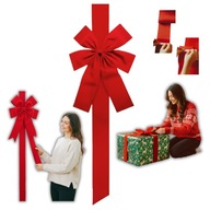 Świąteczna kokarda na drzwi kominek szafę 4,5 m red ozdoba + GRATIS prezent