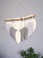Listki piórka Makrama ścienna duża Dekoracja BOHO