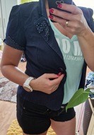 Granatowa Kamizelka, marynarka, groszki, kokarda M krótki rękaw