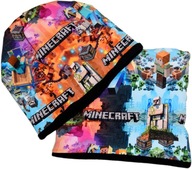 KOMPLET ZIMOWY CZAPKA + KOMIN Styl Minecraft JESIENNO ZIMOWY OCIEPLANY