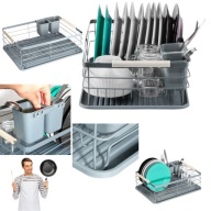 SUSZARKA NA NACZYNIA DUŻA SZARA OCIEKACZ STOJĄCA METALOWA 43x28,5x14,5 cm