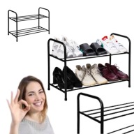 SZAFKA REGAŁ PÓŁKA STOJAK NA BUTY OBUWIE CZARNY METALOWY SOLIDNY