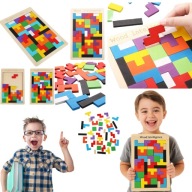 TETRIS UKLADANKA DLA DZIECI EDUKACYJNA DREWNIANA KLOCKI DO ZABAWY ZABAWKA
