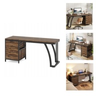 BIURKO TRIBESIGNS PROSTOKĄTNE LOFT BRĄZOWE Z SZUFLADAMI 150X50X75CM STYLOWE