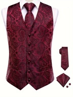 L XL Kamizelka Krawat elegancka garnituru CZERWONA CZARNA zestaw