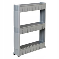 MOBILNA SZAFKA DO ŁAZIENKI KUCHNI PRALNI WĄSKA SZARA REGAŁ NA KÓŁKACH PÓŁKA