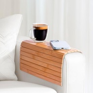 ELASTYCZNA DREWNIANA TACA NA SOFĘ PODŁOKIETNIK BAMBUS BAMBUSOWY DO SALONU