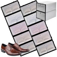 10X PUDEŁKO NA BUTY PUDEŁKA ORGANIZER OBUWIE SZAFKA REGAŁ ZESTAW SZARE KPL