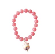 Bransoletka z ceramicznym kotkiem, różowa
