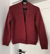 Kardigan handmade _ WEŁNA 38 40 ręcznie wykonany stan BDB
