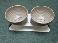 PODWÓJNA MISKA DLA KOTA NA STOJAKU NA WODĘ POKARM zestaw nowy