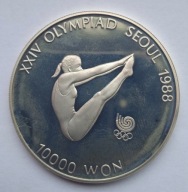 Korea Południowa 10 000 Won 1988 st.L- Srebro 33,6g Ag.925