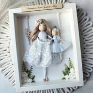 Anioł Stróż z dziewczynką, Pamiątka Chrztu Świętego w ramce