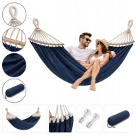 HAMAK DWUOSOBOWY OGRODOWY TURYSTYCZNY STELAŻ 60cm DREWNIANY DUŻY 260x150cm