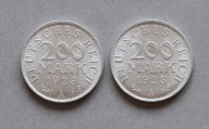 NIEMCY WEIMAR 200 MAREK 1923 A PIĘKNE MENNICZE ZESTAW 2 SZT.
