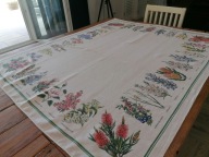 LNIANY FOLKOWY OBRUS ZIELNIK ZIOŁA POLNE KWIATY 127 x 155