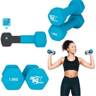 ZESTAW HANTLI CIĘŻARKI HANTLE NEOPRENOWE ŻELIWNE DO ĆWICZEŃ 2X1,5 KG FITNES