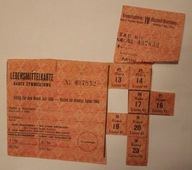 SKIERNIEWICE - KARTA ŻYWNOŚCIOWA 1943 rok - 2 ORYGINALNE PIECZĄTKI SKLEPÓW