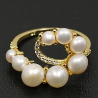 PERŚCIONEK Z NATURALNYMI PERŁAMI