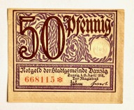 50 fenigów (pfennig) 1919 rok Fioletowy Wolne Miasto Gdańsk Danzig