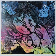 Ruski mir. 30 × 30 cm. 2025 r. (linoryt kol.)