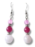 KRAGJ05 Kolczyki kamienie KWARC RÓŻOWY AGAT JADEIT