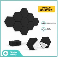 Panele Akustyczne Sześciokątne TONOR – 12 szt. 30x26x1 cm Czarne + GRATIS