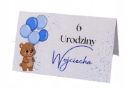 WINIETKI URODZINOWE – PERSONALIZOWANE Z MISIEM I BALONIKAMI (6 SZT.)