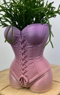 Doniczka plastikowa Gorset fiolet róż brokat kobiecość i styl Nowoczesna