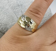 AAA Pierścionek pozłacany 14K średnica 17 mm elegancki z cyrkoniami