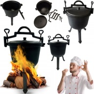 KOCIOŁEK ŻELIWNY MYŚLIWSKI GARNEK WĘGIERSKI NA OGNISKO GRILL STOJĄCY 8L