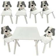 STOLIK DLA DZIECI STÓŁ DREWNIANY + KRZESEŁKA DLA DZIECI BIAŁY ZESTAW PIESEK