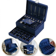 Szkatułka na biżuterię kuferek etui organizer kobalt IDELNE NA PREZENT