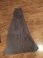 Szara Elegancka Długa Sukienka Suknia S 36