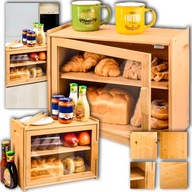 CHLEBAK BAMBUSOWY DUŻY Z DESKĄ POJEMNIK NA CHLEB PIECZYWO Z PÓŁKĄ BRĄZOWY