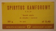 ETYKIETA - SPIRYTUS KAMFOROWY - ZARZĄD APTEK M. ST. - WARSZAWY - WARSZAWA