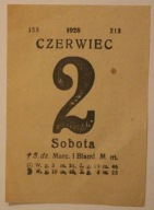 1928 - 2 CZERWIEC SOBOTA 1928 ROK - KARTKA Z KALENDARZA