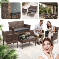 ZESTAW MEBLI OGRODOWYCH SFS010 MTG MEBLE OGRODOWE TECHNORATTAN JASNY BRĄZ