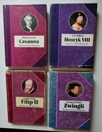 4x CASANOVA + HENRYK VIII + FILIP II + ZWINGLI PIW KOMPLET /BIOGRAFIA