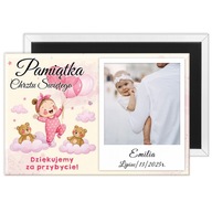 PAMIĄTKA CHRZTU ŚWIĘTEGO magnes ze zdjęciem "Wesołe dziecko" + OPAKOWANIE