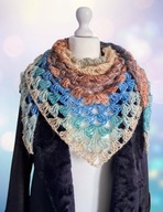 PIĘKNA, DUŻA, CIENIOWANA, CAŁOROCZNA DELIKATNA JAK MGIEŁKA CHUSTA Z MOHEREM