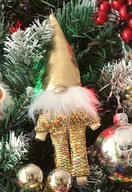 Skrzat Krasnal Gnom Bombka złoty 1 szt