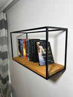 PÓŁKA WISZĄCA, regał na książki, ozdoby, kwiaty, do salonu, solidny, czarny