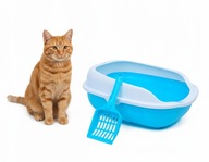 Kuweta Otwarta Dla Kota Szufla Ramka Na Żwirek Niebieska